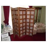 Inlaid folding wooden screen