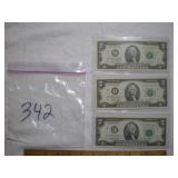 $2 bills gem mint 3 count