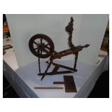 Antique spinning wheel hand carved