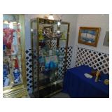 Brass and glass shelving unit large