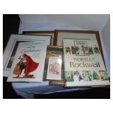 Rockwell collection books, framed prints