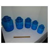 Cobalt blue canister set ground Stoppers