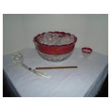 Tiffin cranberry punch bowl set
