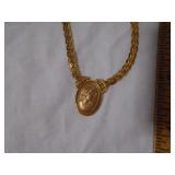 14 k gold Cameo necklace Heavy