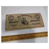 Confederate $50.00 bill