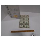 US currency uncut $2.00 sheet