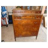 Antique burled wood dresser