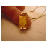 Pure gold ingot pendant 