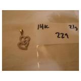 Gold double heart pendant