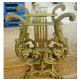 LARGE BRAS LYRE MAGAZINE HOLDER