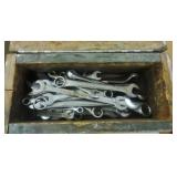 WOODEN TOOL CHEST WITH WRENCHES