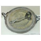SILVER PLATTER AND SPOON