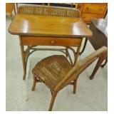 WICKER AND WOOD DESK AND CHAIR