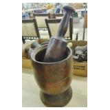 WOODEN MORTAR AND PESTLE