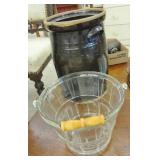 GLASS PAIL, BUTTER CHURN