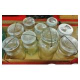LOT GLASS CANNING JARS