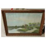 RIVER SCENE ART IN WOODEN FRAME