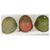 3 VINTAGE ARMY HELMETS