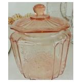 PINK GLASS BISCUIT JAR