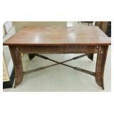 WICKER AND WOOD TABLE