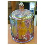 CARNIVAL GLASS BISCUIT JAR