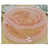 MISS AMERICA PINK GLASS BOWL AND PLATTER