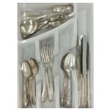 LOT 41PCS MIXED SILVERPLATE FLATWARE