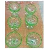 6 GREEN GLASS SHERBETS