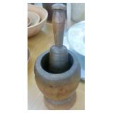 WOODEN MORTAR & PESTLE