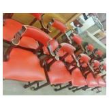 10 RED CHAIRS ON CASTERS