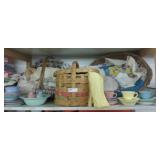 SHELF BASKETS, LINENS, DISHES