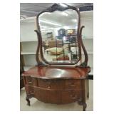MAHOGANY DRESSER WITH LARGE MIRROR