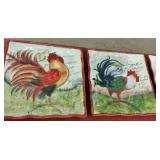 ROOSTER POTTERY PLAQUES W/ HANGERS