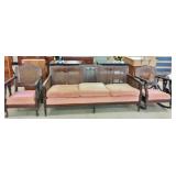 WICKER BACK SOFA AND CHAIRS