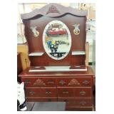 FRENCH STYLE DRESSER, HEADBOARD ALSO