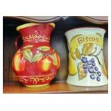 APPLE PITCHER, PEAR BISCOTTI JAR