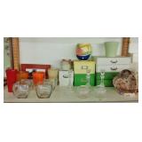 SHELF STORAGE BOXES, VASES, MORE