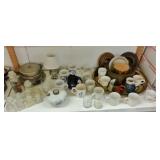 SHELF GLASSWARE, POTTERY, MORE