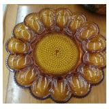 AMBER GLASS EGG HOLDER