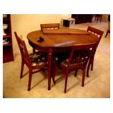 WALNUT OVAL TABLE & 4 CHAIRS