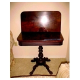 STRIPED MAHOGANY GAME TABLE