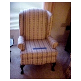 STRIPED UPHOLSTERED ARM CHAIR