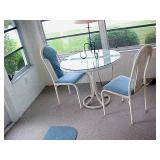 WHITEWICKER GLASS TOP DINETTE TABLE W 2 CHAIRS