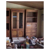 OAK ENTERTAINMENT CENTER & DROPFRONT DESK