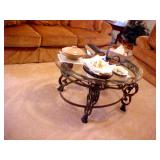 W I & GLASS ROUND COFFEE TABLE
