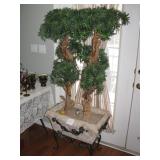 Stand w/two artifical plants $150