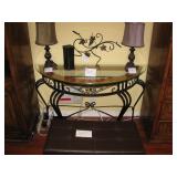 1/2 roung glass table $75