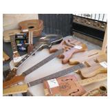 Guitars in various stages of development