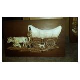 Rare Girotti Three Piece Sculptured Art Depicting Pilgrims, Made In Canada St. Catherines, Ontario