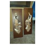 Rare Girotti Three Piece Sculptured Art Depicting Pilgrims, Made In Canada St. Catherines, Ontario